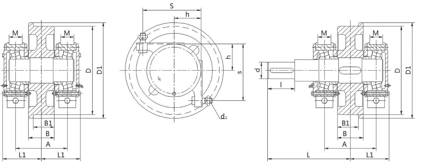 Angle bearing box crane wheel block drawing